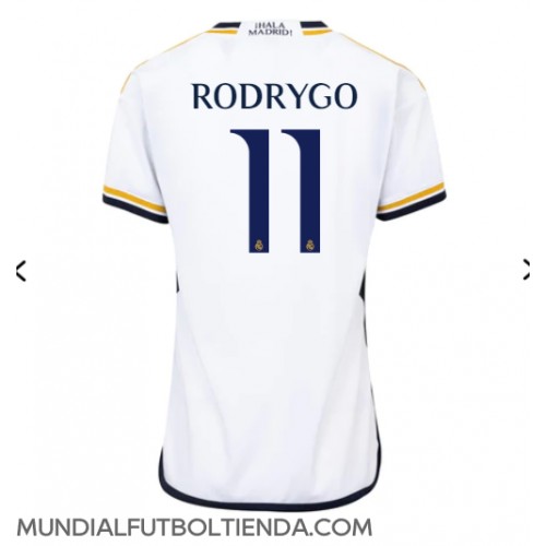 Camiseta Real Madrid Rodrygo Goes #11 Primera Equipación Replica 2023-24 para mujer mangas cortas